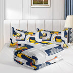 Axolotl Cartoon Excavator Bedding Set Full,Tractor Truck Bedding Set,Boys Construction Bedding Set,Yellow Vehicles Truck Comforter Construction Site Decor for Kids Boys Teens,1 Quilt 2 Pillowcases