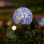 VCUTEKA Solar Outdoor Lights Garden Decor Mosaic Solar Garden Lights Waterproof Glass Ball LED Pathway Stake Light for Landscape Lawn Patio Yard Decoration 6 inch, Multi