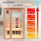 Ceramic Infrared Sauna 2 Person Far Infrared Sauna Hemlock Saunas Room for Home 2 in 1 Indoor Sauna with Low EMF Heaters + Ceramic Heating Cubes-Chromotherapy-Bluetooth Speaker