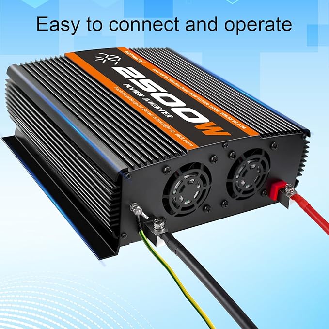 2500 Watt car Power Inverter 12V to 110V /120V, 2000+ watt invertor for RV semi Trucks Vehicles 12V to 110V Converter with 3 AC outles and LCD Screen - 2500W