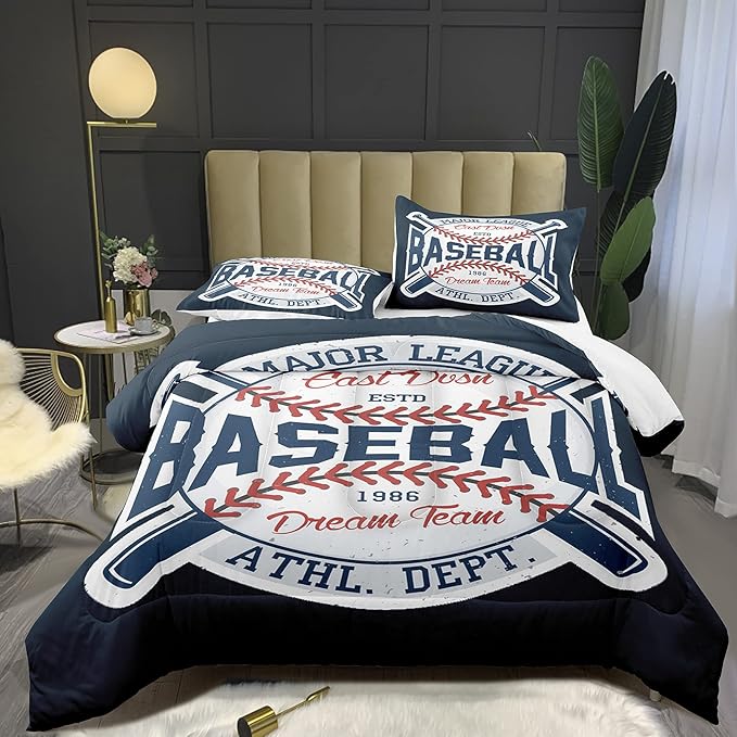 Bodhi Boys Comforter Set Full Size,Sports Comforter for Boys,Baseball Comforter Set Full,Baseball Bedding Set for Kids,Teen Comforter Bedding Set Full with Pillowcases