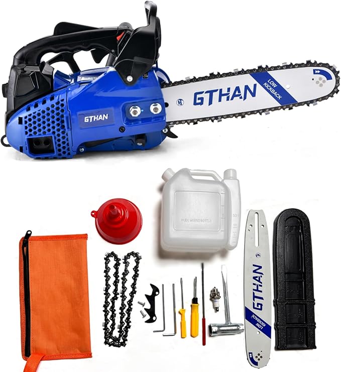 25.4cc Top Handle Chainsaw 2-Cycle Gas Chainsaw 12 Inch Petrol Handheld Cordless Portable Chain Saws for Trees Gas Powered Wood Cutting