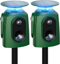 2 Pack 360° Solar Deer Repellent Devices, Ultrasonic Animal Repeller with Motion Sensor & LED Lights, Waterproof Cat Repellent Outdoor, Repel Dog, Raccoon & Coyote Out of Garden - USB Rechargeable
