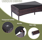 Patio Furniture Set,4 Piece Garden Conversation Set, Outdoor Wicker Rattan Table and Chairs, Black Patio Set, Sectional Sofa with Thick Cushion for Garden, Yard, or Porch (Brown/Grey)…