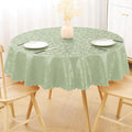 Smiry Round Waterproof Heavy Duty Vinyl Tablecloths, 60 x 60 Inch | Wipeable Washable Floral Embossed Table Cover for Kitchen and Dining Room, Indoor & Outdoor Use, Grass Green
