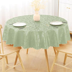 Smiry Round Waterproof Heavy Duty Vinyl Tablecloths, 60 x 60 Inch | Wipeable Washable Floral Embossed Table Cover for Kitchen and Dining Room, Indoor & Outdoor Use, Grass Green