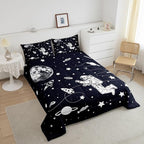 Feelyou Solar System Comforter Set Queen Size Outer Space Comforter for Kids Teens Adults Universe Planets Bedding Set Cute Astronaut Blue White Duvet Set Room Decor 3Pcs with 2 Pillow Case