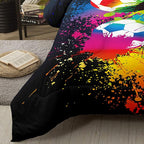 Bodhi Soccer Comforter Set Full,Boys Sports Comforter Set Full,Rainbow Graffiti Football Bedding Set for Boys,Kids,Teens with Matching Pillowcases,Boys Teen Comforter Set Full