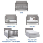 Delta Children Fancy 4-in-1 Convertible Crib and 6 Drawer Dresser Bundle, Grey