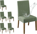 MOSAYT 100% Waterproof Dining Room Chair Covers Set of 6, Super Fit Stretch Jacquard Parson Chairs Slipcovers Removable Washable Chair Seat Protectors for Home, Kitchen, Banquet (Green)