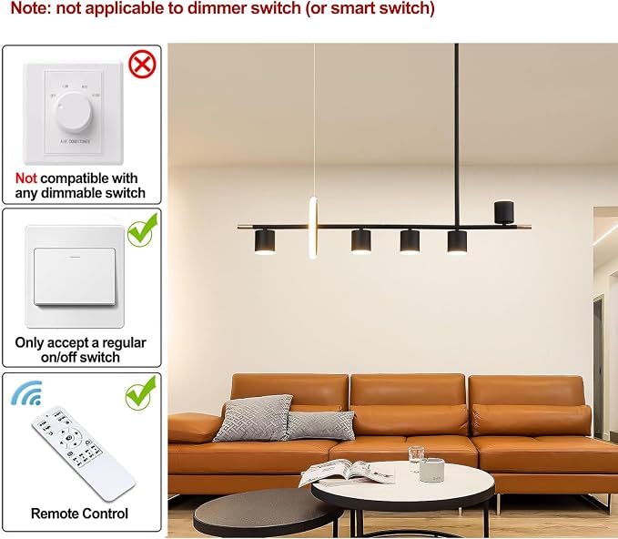 Siittoo 40" Modern LED Pendant Light, Dimmable Black Kitchen Island Light | 40W Remote-Controlled LED, Adjustable 3000K-6000K Lighting with Spotlights for Kitchen Island, Dining Room & Bar