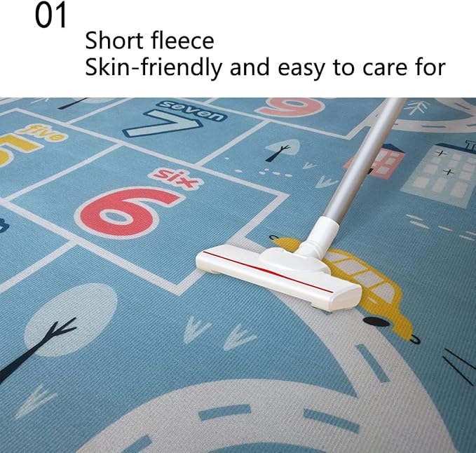 Kids Rug Play Mat, Car Rug, Hopscotch Rug, Hopscotch Mat for Kids, Can Be Used to Play with Cars Kids Carpet Play Mat,(Blue,80×120cm/32×47IN)