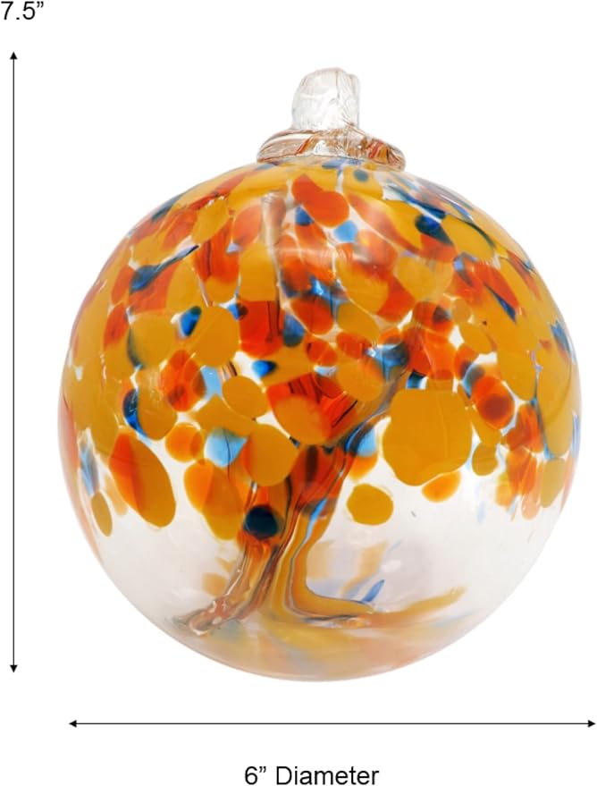 Dale Tiffany Hand Blown Glass, 6" Diameter Aura, Tree of Life Collection, Witch Globe Hanging Garden Indoor/Outdoor Decorative Ornament Gazing Ball