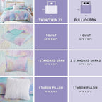 Intelligent Design Twin Quilt Set Boho Quilt Set, Watercolor Tie-Dye Coverlet Set, Casual & Trendy Quilted Lightweight Bedspread, All Season Bed Set, Sham, Cassiopeia, Twin/Twin XL, Pink/Blue 3 Piece
