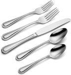 Oneida Silverware Set For 8, Countess 45-Piece Everyday Flatware Set with Serving Utensils, Service For 8, Bead Pearl, 18/0 Stainless Steel, Dishwasher Safe,Knives Spoons & Forks Set (Silver 45 Piece)