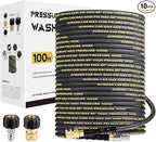 Pressure Washer Hose 100FT with 3/8 Inch Quick Connect, Kink Resistant High Tensile Wire Braided, with 2 pcs M22 14mm Adapter Set, 4200 PSI Power Washer Hose