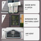 8x6 FT Outdoor Storage Shed, Resin Garden Shed with Thick Floor, Plastic Storage Shed with 2 Windows, Waterproof Outside Tool Shed with Lockable Hinged Doors for Backyard, Patio, Lawn, Brown