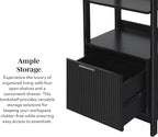 Walker Edison Modern Narrow Open Bookshelf Bottom, 22 Inch, One-Drawer Black