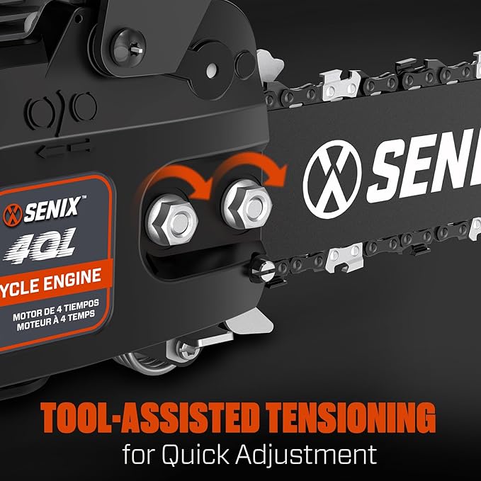 SENIX 16" Gas Chainsaw 46cc 4-Stroke Gas Powered Chainsaws, Cordless Chain Saw with Loop Handle for Wood Cutting and Tree Trimming, Low Emissions & Easy Maintenance, CS4QL-L3
