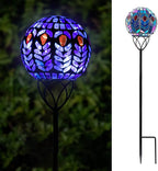 VCUTEKA Solar Lights Outdoor Garden Decor Mosaic Solar Garden Lights Waterproof Glass Ball LED Pathway Stake Light for Landscape Lawn Patio Yard Decoration 6 inch