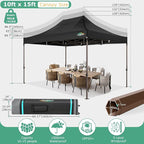COBIZI 10x15 Pop Up Heavy Duty Canopy with 4 Sidewalls and Hexagonal Legs, Easy up Tent for Parties, Commercial and Wedding, Outdoor Canopy with Roller Bag, Sand Bags, Waterproof & UPF50+ (Black)