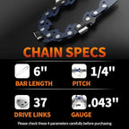 3Pcs 6 Inch Mini Chainsaw Chain, 1/4" LP Pitch .043" Gauge 37 Drive Links,mini chainsaw 6" chain,Replacement Chains for Portable Mini Chainsaw (6"-37DL-1/4"LP .043"-3pcs)