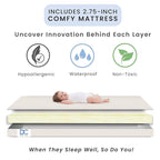 Delta Children Gio Mini Crib with 2.75" Mattress Included, Ebony/Natural