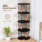 Rotating Bookshelf, 4 Tier Spinning Bookshelf Tower, 360° Display Unique Round Bookcase, Floor Standing Corner Revolving Bookshelf Storage Organizer for Small Spaces, Home Study Office, Black
