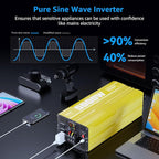 XWJNE 5000W Pure Sine Wave Power Inverter 24V DC to 120V AC Converter with LED Display and Remote Controller for Home, RV, Truck, Off-Grid Solar Power