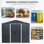 8x10 FT Outdoor Storage Shed, Metal Garden Shed with Frame Floor, Outside Tool Shed with Lockable Sliding Doors, Waterproof Storage Building with Sloped Roof for Backyard, Patio, Lawn, Black