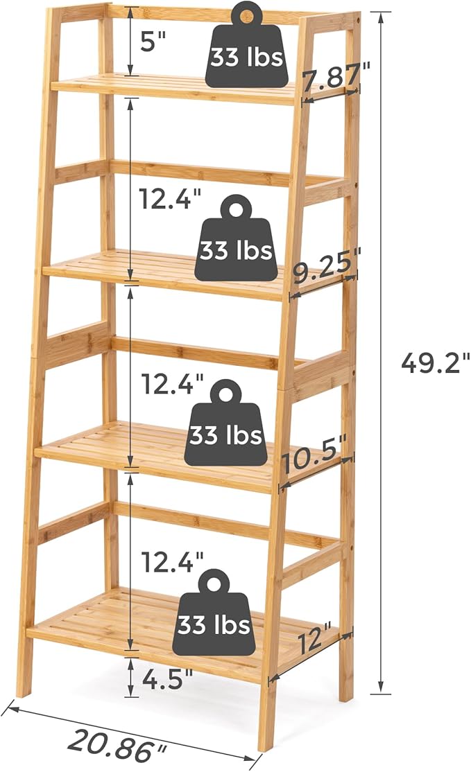 4-Tier Bamboo Ladder Shelf