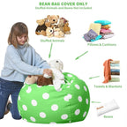 Aubliss Stuffed Animal Bean Bag Storage Chair (Green Dot, Large (38''))