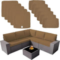 ClawsCover 11Pack Outdoor Seat and Back Cushions Replacement Covers Fit for 5-Seater 6Pieces Wicker Rattan Patio Furniture Conversation Set Sectional Couch Chairs,Taupe-Included Cover Only