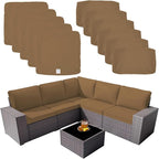 ClawsCover 11Pack Outdoor Seat and Back Cushions Replacement Covers Fit for 5-Seater 6Pieces Wicker Rattan Patio Furniture Conversation Set Sectional Couch Chairs,Taupe-Included Cover Only