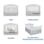 Delta Children Lancaster 4-in-1 Convertible Baby Crib, Bianca White + Serta Perfect Slumber Dual Sided Recycled Fiber Core Crib and Toddler Mattress (Bundle)