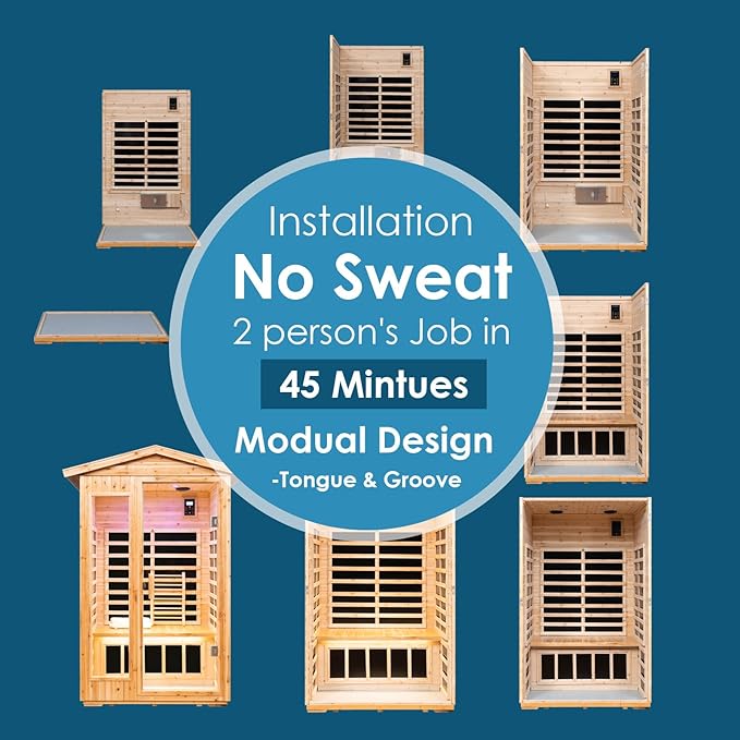 Saunas 902V Far Infrared Sauna, Outdoor Wooden Dry Sauna Low EMF (Hemlock Wood, 2-Person Size)