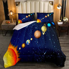 Erosebridal Solar System Comforter Set Twin Outer Space Bedding Set for Kids Boys Teens Universe Planets Down Comforter Galaxy Nebula Starry Sky Cosmos Quilted Duvet, Blue Purple