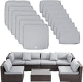 ClawsCover 14Pack Outdoor Patio Seat and Back Cushions Replacement Covers Fit for 7Pieces 6-Seater Wicker Rattan Sectional Couch Chair Furniture Set,Gray-Include Cover Only (Large)