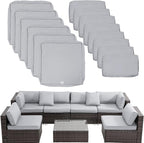 ClawsCover 14Pack Outdoor Patio Seat and Back Cushions Replacement Covers Fit for 7Pieces 6-Seater Wicker Rattan Sectional Couch Chair Furniture Set,Gray-Include Cover Only (Large)