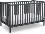 Delta Children Heartland 4-in-1 Convertible Crib - Greenguard Gold Certified, Charcoal Grey