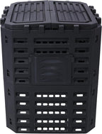Black Garden Composter Bin - 90 Gallons (340Liter) of Recycled Plastic for Easy Assembly & Aerating Composting – Create Fertile Soil with Lightweight Outdoor Compost Box