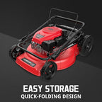 PowerSmart Self Propelled Gas Lawn Mower, 22 in. with 170cc OHV Engine, 2-in-1 Rear-Wheel Drive High Wheels, Red