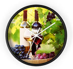 Mozingo ~ Wine Clock for Kitchen Bar Wall It's Wine O'clock Silent Time Gift Home Decor Made In USA, 10" (Hour Marks - None, Clock Frame Color - Black, Wine Theme #03)