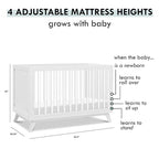 DaVinci Otto 3-in-1 Convertible Crib in White with Acrylic Slats, Greenguard Gold Certified