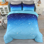 Wowelife Glitter Bedding Set Twin Comforter Set for Girls 5 Pieces Blue Galaxy Comforter Set Twin Bed Set Bed in a Bag with Sheets Comfortable and Breathable for Kids