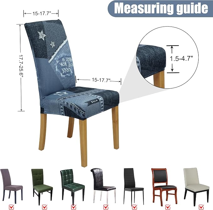 Dining Chair Covers, Stretch Seat Covers, Washable Furniture Protector | 4 Pack, Washable, Stretch Fit, Soft, Non Slip, Dining Chair Covers, Seat Protector, Furniture Cover,Easy Clean