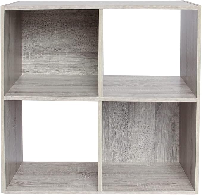 PACHIRA E-Commerce Wooden Storage Cubes Bookcase, Unit Shelf, Closet Cabinet, Organizer Rack in Living Room, Bedroom, Study, 4 Cube, OAK GREY