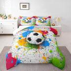Feelyou Football Bedding Set Rugby Sports Comforter Set Soccer Ball Game Comforter for Boys Girls Teens Decor Gift for Football Lover Duvet Set King Size with 2 Pillow Case Boys
