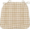 Barnett Home Decor Dining Chair Pad with Ties Montgomery Natural Beige Plaid - Size Medium 16.5 x 18 16.5 x 18 - Latex Foam Fill Cushion, Reversible, Machine Washable - Neutral Tan Tartan