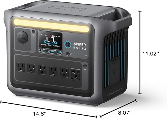 Anker SOLIX C1000 Portable Power Station, 1800W (Peak 2400W) Solar Generator, Full Charge in 58 Min, 1056wh LiFePO4 Battery for Home Backup, Power Outages, and Outdoor Camping (Optional Solar Panel)